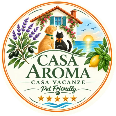 Il bollo di Casa Aroma: casa vacanze pet friendly, con un cane e un gatto sotto il tetto